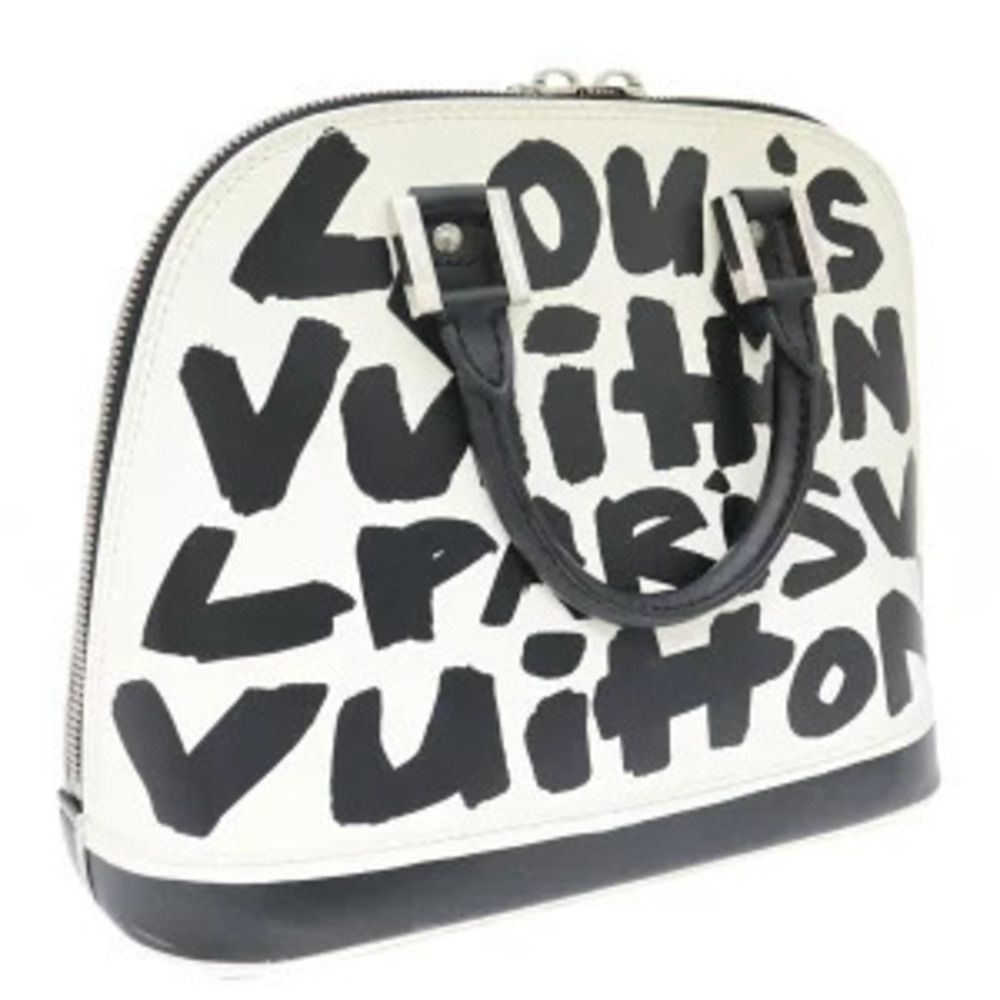 Louis Vuitton Black Handbag White Graffiti Alma